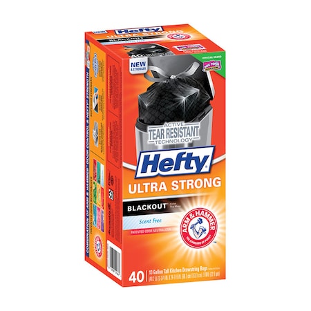Hefty Hefty Ultra Strong 13 gal No Scent Scent Kitchen Trash Bags Drawstring 40 pk 0.9 mil E84547